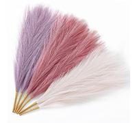 Serwalin Pampas Grass Decor 17 Inch 6pcs, Purple Pink Artificial Home Wedding Decor, Small Faux Pompous Boho Vase Filler, Bathroom Living Room Decoration
