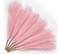 Serwalin Pampas Grass Pink Decor 45CM 6PCS, Faux Home Decor, Artificial Blush Fake Grass, Short Vase Filler Room Decoration, Wedding Centerpieces