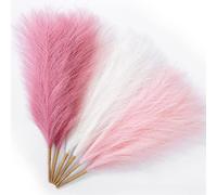 Serwalin Pampas Grass Pink Decor 45CM 6PCS, Faux Pampas Grass Home Decor, Artificial Pampas Grass Blush Fake Pampas Decor, Short Vase Filler Room Decoration, Wedding Centerpieces Christmas