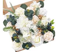 Serwalin White Artificial Flowers Fake Roses Foam Silk Flowers for DIY Wedding Cake Bouquets Centerpieces Arrangements Party Baby Shower Home Decorations