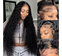 serwell 30 Inch Water Wave Lace Front Wig Human Hair 33x6 HD Lace Front Wig Human Hair 200% Density Wet and Wavy Lace Front Wig Human Hair Pre Plucked Pre Cut