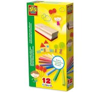 SES Creative 00208 Coloured Chalk With Wiper, Mixed, 12 Count (Pack of 1)