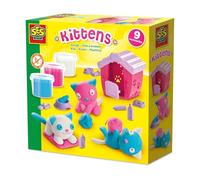 SES Creative 00506 Dough Kitten Play Set - Shape Your Own Kittens with Gluten-Free Dough - Includes Cat House and Accessories - Safe and Creative Fun for Kids Aged 3+