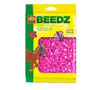 SES Creative 00718 - Iron On Beads, 1000 Neon Pink Beads for Crafting, Fusible Beads Set
