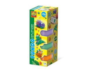 SES Creative 00812 - FunDo dough - Dinos (3x90gr-140gr), of dough, with video instructions, for children