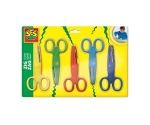 SES Creative 00839 Zigzag Scissors Set for Kids, 5 Patterns