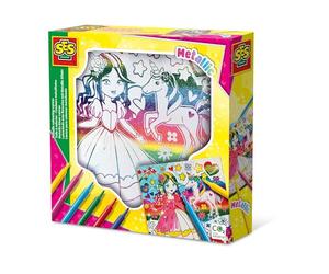 SES Creative 01150 - Metallic Colouring Canvas, Colouring Made Easy, Real Canvas, Includes Felt-tip pens, Set for Children 3 Years and up