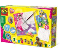 SES Creative 01349 - Casting and painting - Canvases to paint princesses 3x, detailed mould and bright paint, fast-drying plaster, for children 5 years and older