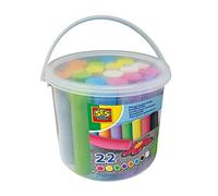 SES Creative 02205 Playground chalk 22pcs bucket - Powerful colours chalk. Includes Black for beautiful lines, Stimulates outdoor play, Stimulates creativity, Age 2+