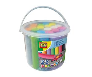 SES Creative 02205 Playground chalk 22pcs bucket - Powerful colours chalk. Includes Black for beautiful lines, Stimulates outdoor play, Stimulates creativity, Age 2+