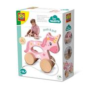 SES Creative 13137 - Push and pull 2 in 1 wooden unicorn, real wood, modern design, made for children 18 months and older