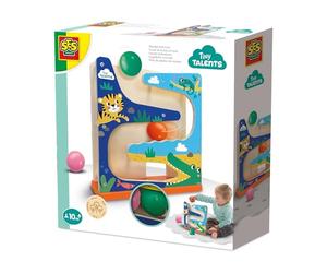 SES Creative 13144 Wooden ball track crocodile - Beautiful wooden ball course; Robust; Printed ball course with crocodile; Develops insight into cause and effect; Age 6m+