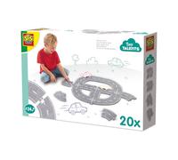 SES Creative 13151 Felt Road Circuit 20pcs - Creative Play Set for Kids Aged 24 Months+ - Build Your Own Road Network with 4 Straight Pieces, 4 Crossings, and 8 Curves