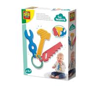 SES Creative 13165 Sensory Play Tools - Sensory Toy for Kids Aged 3 Months+ - Includes Soft Hammer, Wrench, and Saw on a Plastic Ring - Made from Safe, Soft Plastic