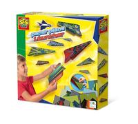SES Creative 14288 - Paper plane launcher, shoots extra far with the launcher, easy to fold, complete set for children 5 yeards or older, Yellow