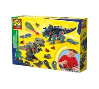 SES Creative 14291 Dino Screw Constructions - Creative Building Kit for Kids Aged 5+ - Build Your Own T-Rex and Triceratops with 35 Dino Parts, 20 Screws, and a Child-Friendly Screwdriver