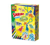 SES Creative 14294 Shrink Film - Dino Keychains - Creative Craft Kit for Kids Aged 5+ - Color and Personalize Dinosaur Designs on Shrink Film, Then Shrink Them in the Oven for Magical Keychains