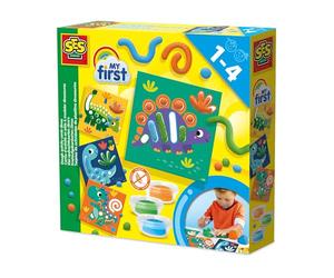 SES Creative 14409 My First Dough Activity Cards Dinos - Creative Play Kit for Kids Aged 1+ - Includes Safe Materials - Explore Dino Fun - Includes Reusable Cards