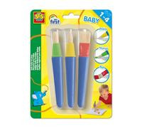 SES Creative 14440 My First Safe Baby Brushes (3 Pieces) - Creative Play Kit for Kids Aged 1+ - Unbreakable, Easy Grip for Little Hands - Flat, Round, and Point Brush - Safe Materials