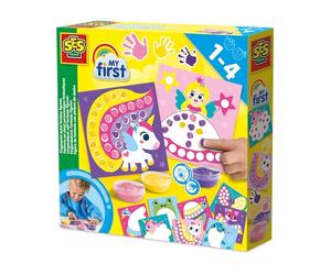 SES Creative 14446 My First Fingerprint Paint Fantasy Figures - Creative Play Kit for Kids Aged 1+ - Safe Materials - Create Fantasy Figures with 10 Easy-to-Clean Finger Paints