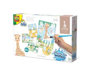SES Creative 14490 - Sophie la Girafe - Colouring with Water, no Mess, 4 Reusable Cards, for Young Children