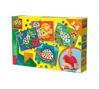 SES Creative 14641 - I Learn to Make Dino Mosaics, 4 Large Dino Cards with Metallic Stickers, Complete Set for Children