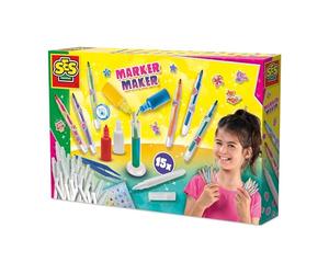 SES Creative 14722 Felt Marker Lab - Creative Kit for Kids Aged 5+ - Make 15 Custom Felt Markers with 4 Washable Ink Colors (Red, Blue, Yellow, White)