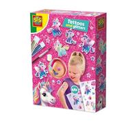 SES Creative 14724 Unicorn - Tattoos and Glitters - Creative Craft Kit for Kids Aged 5+ - Includes 64 Metallic Unicorn Stick-On Tattoos with Sparkling Finish