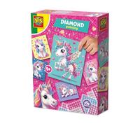 SES Creative 14726 Unicorn - Diamond Painting - Creative Craft Kit for Kids Aged 3+ - Decorate 5 Unicorn Cards with Self-Adhesive Diamond Stickers