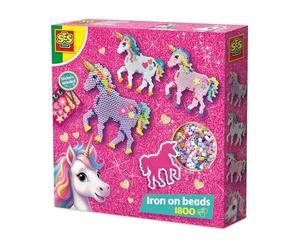 SES Creative 14728 Unicorn - Iron Beads - Creative Craft Kit for Kids Aged 5+, Create 3 Magical Unicorn Designs with 1800 Colorful Beads