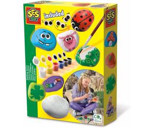 SES Creative 14818 - Painting Stones Set, Arts and Crafts, Rock Painting Kit