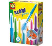 SES Creative Blow Airbrush Pens, Set of 7 Assorted Colours Blo Felt Tips, Arts and Crafts, Non Toxic Washable Transition Markers for Kids Creative Drawing, Boys and Girls 5 and Up