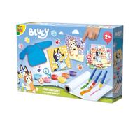 SES Creative Bluey Finger Paint Creations Mega Set - 6 Washable Colours, 15 Bluey & Bingo Cards, Brushes, Apron & 2m Paper Roll - Ages 2+