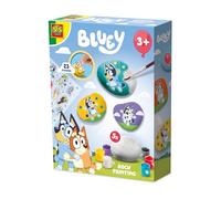 SES Creative Bluey Stone Decorating Set - Paint & Sticker Craft Kit with 5 Stones, 6 Paints & Bluey Stickers - Ages 3+