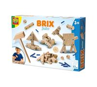 SES Creative - Brix Junior - Construction Set - Construction Toy - Wooden Building Blocks - Building with Imagination - With Wooden Parts and Wooden Hammer - From 3 Years