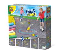 SES Creative Chalk Games 5 in 1, Pavement and Playground Chalk Set for Outdoor Active Play for Boys and Girls Ages 3 Years and Up, 5 Game Ideas Included