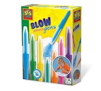 SES Creative Blow Airbrush Pens, Set of 7 Assorted Colours Blo Felt Tips, Arts and Crafts, Non Toxic Washable Transition Markers for Kids Creative Drawing, Boys and Girls 5 and Up