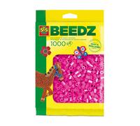 SES Creative 00718 - Iron On Beads, 1000 Neon Pink Beads for Crafting, Fusible Beads Set