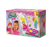 SES Creative Juicy Studio Slime Shake - DIY Slime Making Kit with Sensory Decorations & Shake Cup - 4 Trendy Colours - Sorting Trays Included