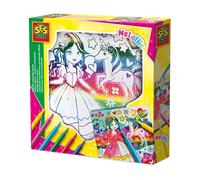 SES Creative 01150 - Metallic Colouring Canvas, Colouring Made Easy, Real Canvas, Includes Felt-tip pens, Set for Children 3 Years and up