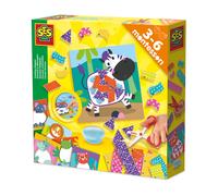 SES Creative 14061 Montessori Cutting Shapes - Creative Play Kit for Kids Aged 3+ - Safe Materials - Craft with 6 Cut-Out Cards, 2 Scissor Skill Cards and Finger Glue