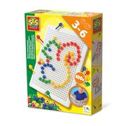 SES Creative Mosaic Board Compact - 100 Colourful Pins, Reusable Peg Set for Toddlers & Kids Age 3+, Fine Motor Skill Toy for Early Learning