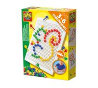 SES Creative Mosaic Board Compact - 100 Colourful Pins, Reusable Peg Set for Toddlers & Kids Age 3+, Fine Motor Skill Toy for Early Learning