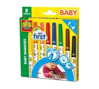 SES Creative My First - Baby Markers 8 Colours - Washable, Hypoallergenic Markers with Rounded Safety Nibs - Easy Grip for Little Hands - From 12 Months