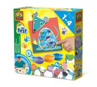 SES Creative Paint Set My First Fingerpaint Animals Bright Colours, 8 Cards & 8 Stickers, 1 Pack
