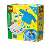 SES Creative My First - Finger Paints Set with Included Apron, Fun Activity Set for Parents and Young Children, Safe, Washable Paint Includes Paints, Paper and Apron for Ages 1 Year and Up