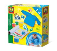 SES Creative My First - Finger Paints Set with Included Apron, Fun Activity Set for Parents and Young Children, Safe, Washable Paint Includes Paints, Paper and Apron for Ages 1 Year and Up