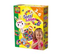 SES Creative - Soft Loom Bracelets - Craft Set for Children - Loom Bands Set - Make Your Own Bracelets - with Practical Wooden Knitted Doll - from 3 Years