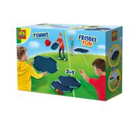 SES Creative Tennis and Frisbee Fun, Outdoor Active Play for Boys and Girls Ages 3-12 Years, Ideal for Garden, Beach, Park, Trampoline Tennis and Frisbee Set, Includes 2 Splash Water Balls
