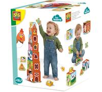 SES Creative Tiny Talents - Twisty Block Tower & Shape Sorter 2-in-1 - Farm Animals Jump Pack with Modern, Colourful Illustrations
